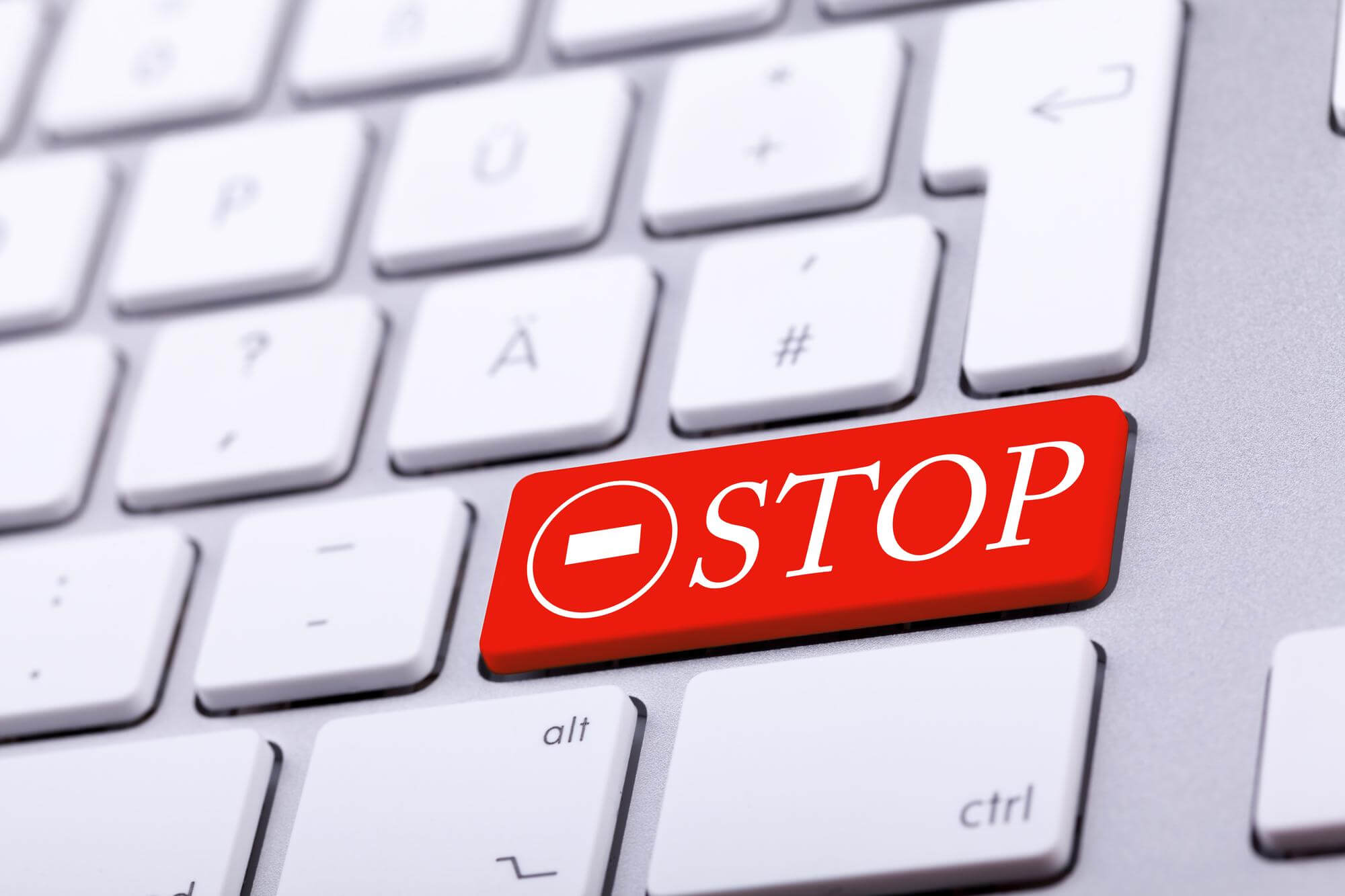 Don't Make These 4 Media Buying Mistakes - Expert Advice aluminium keyboard with stop word sign red studio photo standard keyboard close up shooting with blurred background alert - Don't Make These 4 Media Buying Mistakes - Expert Advice